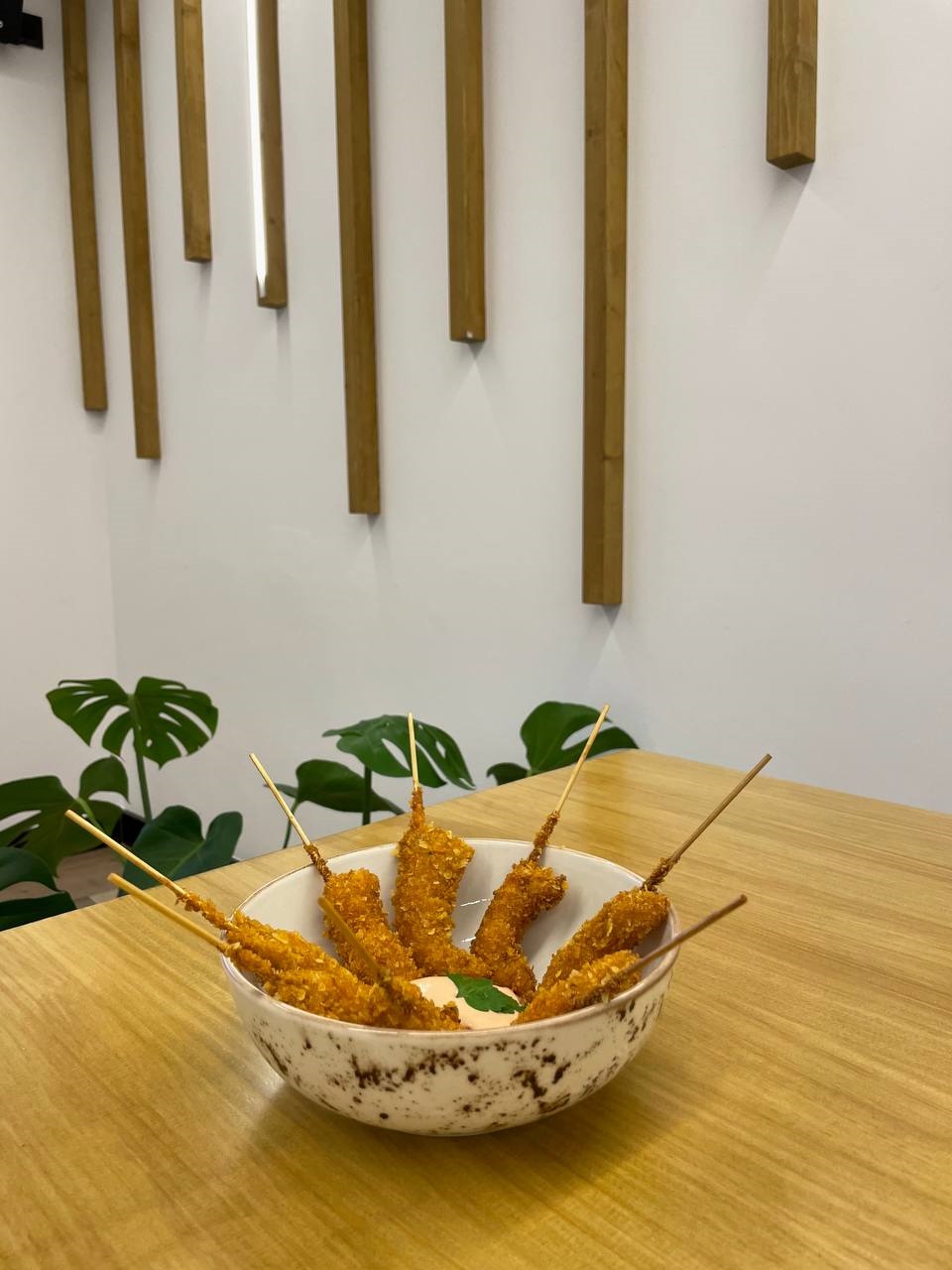 Langostinos en tempura de chip